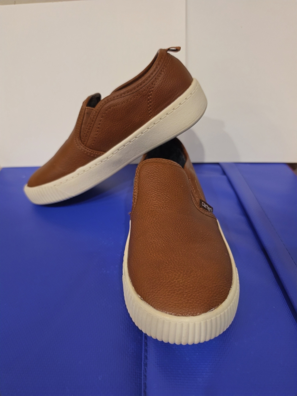Brown Slip-On Kids Sneakers with White Sole